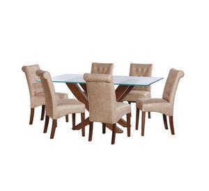 Juego De Comedor Alicante 6 Sillas Oviedo  Cuero Kentucky &nbsp;Beige