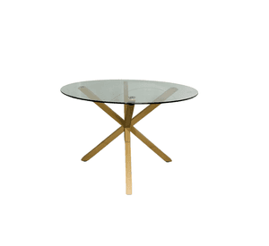 Mesa de Comedor Redonda de Vidrio y Patas de Metal 120cm - Cross