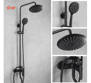 Columna de Ducha con Monomando Negra 3 funciones