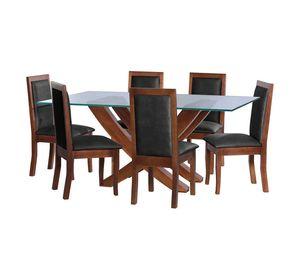 Juego De Comedor Alicante 6 Sillas Girona Cuero Kentucky Negro