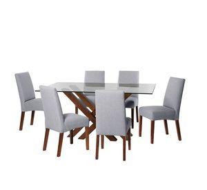 Juego De Comedor Merida 6 Sillas Cadiz Lino Gris Claro