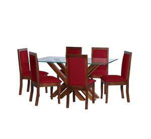 Juego De Comedor Merida 6 Sillas Girona Pu Rojo