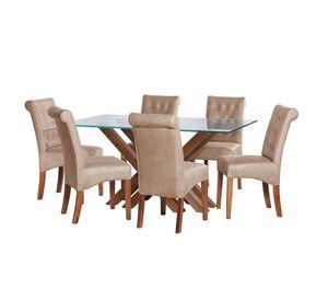 Juego De Comedor Merida 6 Sillas Oviedo  Cuero Kentucky &nbsp;Beige