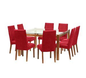 Juego De Comedor Barcelona 1400X1400 S/Cadiz Cuero Rojo