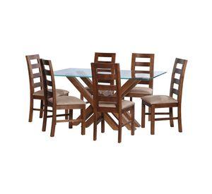 Juego De Comedor Merida 6 Sillas Granada Cuero Kentucky &nbsp;Beige