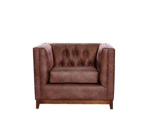 Sofa Roma 1 Cuerpo Capitoné Cuero Colorado Caramelo