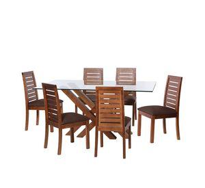 Juego De Comedor Merida 6 Sillas Tenerife Cuero Kentucky Cafe Claro