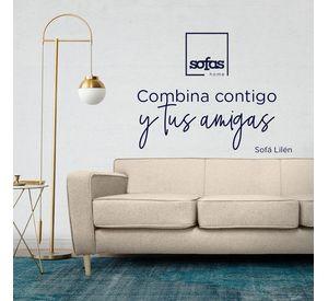 Sofá Lilen Chenille Tipo Lino Beige  2 Cuerpos