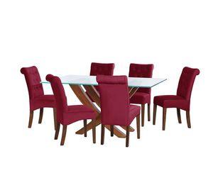 Juego De Comedor Alicante 6 Sillas Oviedo Tela Velvet Burdeo