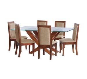 Juego De Comedor Alicante 6 Sillas Girona Cuero Kentucky &nbsp;Beige