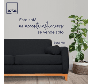 Sofá Meli Chenille Tipo Lino Grafito 3 Cuerpos