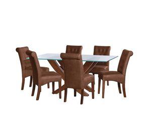 Juego De Comedor Alicante 6 Sillas Oviedo Cuero Kentucky Cafe Moro