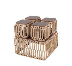 Juego De Muebles Mesa Centro Sillas Madera Y Tejido Deco