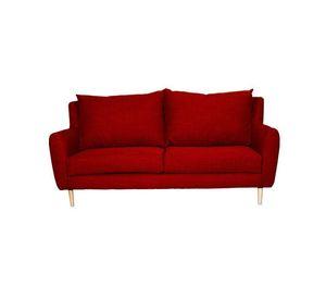 Sofá Lenora Chenille Tipo Lino Rojo 2C