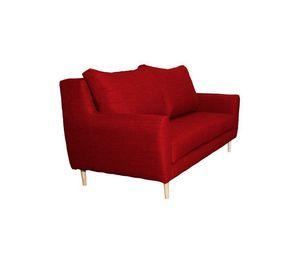Sofá Lenora Chenille Tipo Lino Rojo 2C
