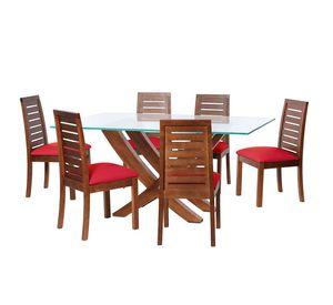 Juego De Comedor Alicante 6 Sillas Tenerife Pu Rojo