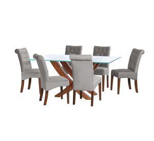 Juego De Comedor Alicante 6 Sillas Oviedo Tela Velvet Gris