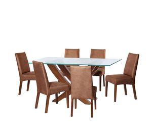 Juego De Comedor Alicante 6 Sillas Cadiz Cuero Kentucky Cafe Claro