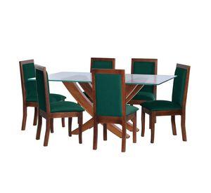 Juego De Comedor Alicante 6 Sillas Girona Tela Velvet Verde