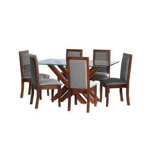 Juego De Comedor Merida 6 Sillas Girona Tela Velvet Gris