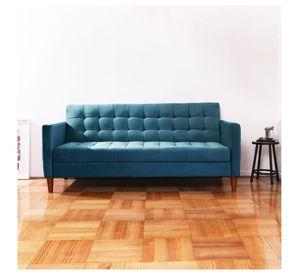 FUTON GENOVA  TELA VELVET AZUL PETROLEO