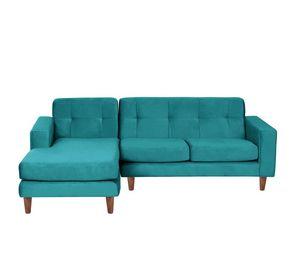 Sofa Chaiselong Izq Salerno Tela  Velvet  Turquesa