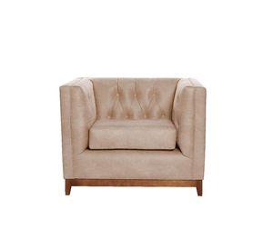 Sofa Roma 1 Cuerpo Capitoné Cuero Colorado Beige