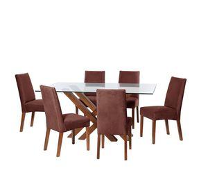 Juego De Comedor Merida 6 Sillas Cadiz Tela Velvet Chocolate