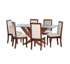 Juego De Comedor Alicante 6 Sillas Girona Lino Blanco