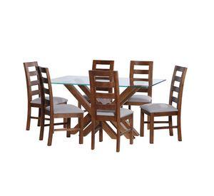 Juego De Comedor Merida 6 Sillas Granada Lino Gris Claro