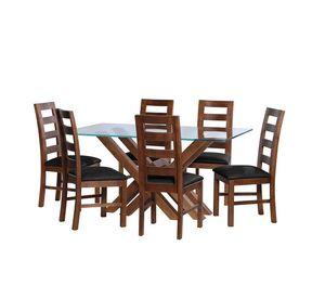 Juego De Comedor Merida 6 Sillas Granada Cuero Kentucky Negro