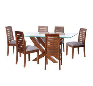 Juego De Comedor Alicante 6 Sillas Tenerife Lino Gris Claro
