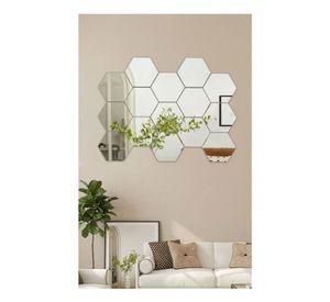 Pack 3 Espejos Hexagonal Acrílico Decorativo Pared