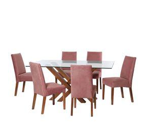 Juego De Comedor Merida 6 Sillas Cadiz Tela Velvet Palo Rosa