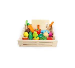 Set corta frutas y verduras madera con imán, juego 17 piezas multicolor