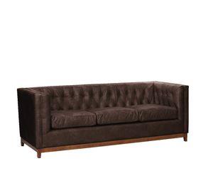 Sofa Roma 3 Cuerpos Capitoné Cuero Colorado