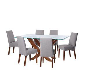 Juego De Comedor Alicante 6 Sillas Cadiz Lino Gris Claro