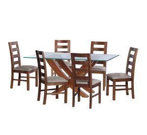 Juego De Comedor Alicante 6 Sillas Granada Cuero Kentucky Gris