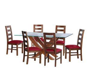 Juego De Comedor Alicante 6 Sillas Granada Cuero Kentucky Rojo