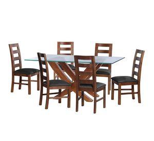 Juego De Comedor Alicante 6 Sillas Granada Cuero Kentucky Negro