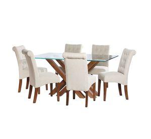 Juego De Comedor Merida 6 Sillas Oviedo Lino Blanco