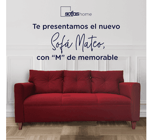 Sofá Mateo Chenille Rojo Pata Madera 3C