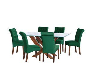 Juego De Comedor Alicante 6 Sillas Oviedo Tela Velvet Verde