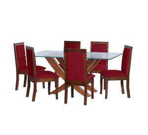 Juego De Comedor Alicante 6 Sillas Girona Pu Rojo