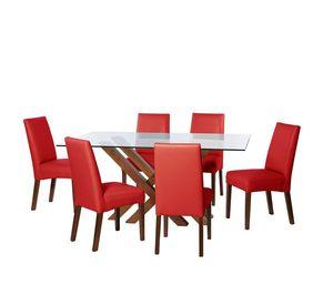 Juego De Comedor Merida 6 Sillas Cadiz Pu Rojo