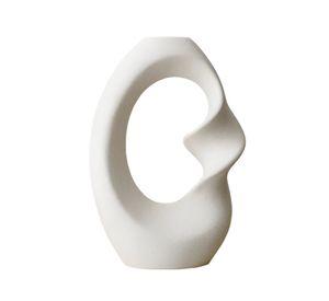 Jarrón Flores Moderno Cerámica Decoración Grande Blanco Jhn