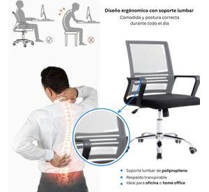 Silla de Oficina Negra y Gris Ergonómica Ajustable Santiago