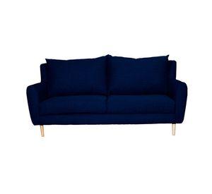 Sofá Lenora Chenille Tipo Lino Azul 2C