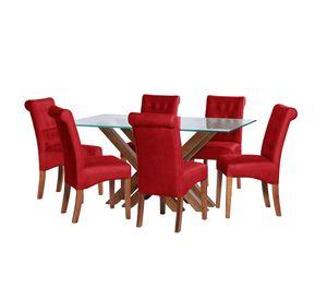 Juego De Comedor Merida 6 Sillas Oviedo Cuero Kentucky Rojo