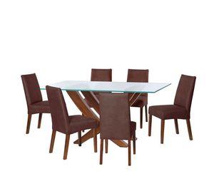Juego De Comedor Alicante 6 Sillas Cadiz Cuero Kentucky Cafe Moro